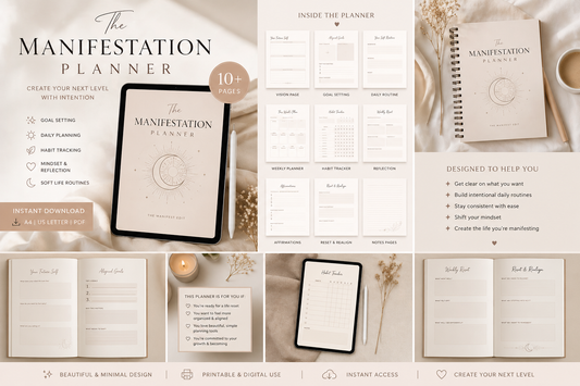 Manifestation Planner | Digital Planner for Goal Setting and Intentional Living | Preorder Now